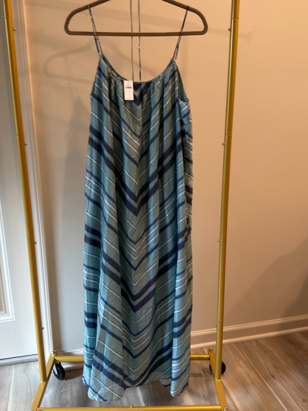 Banana Republic Blue Chevron Striped Maxi Dress brand new never worn